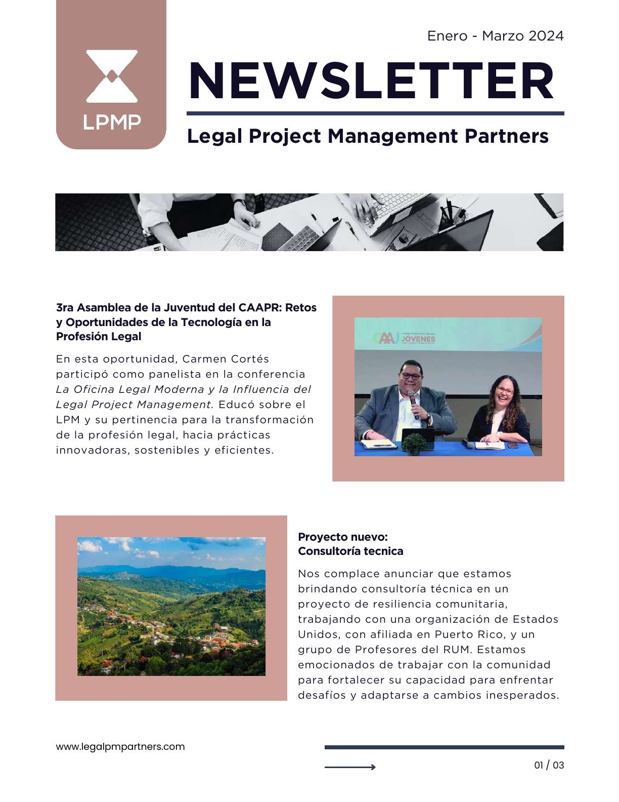 Portada del boletín de Legal Project Management Partners del primer trimestre de 2024